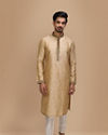 alt message - Manyavar Men Beige Jacquard Kurta Set image number 1